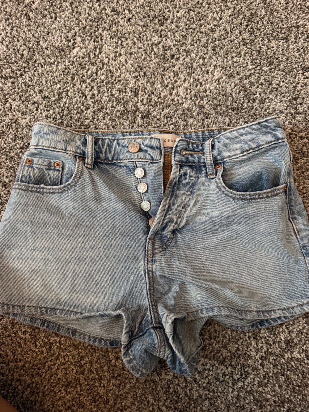 PacSun Light Blue High-Rise Button-Fly Denim Shorts